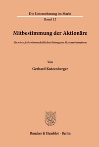Abbildung von: Mitbestimmung der Aktionäre. - Duncker & Humblot