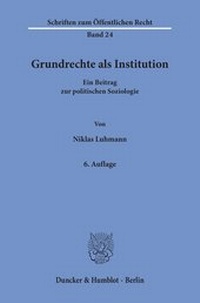 Abbildung von: Grundrechte als Institution. - Duncker & Humblot