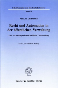 Abbildung von: Recht und Automation in der öffentlichen Verwaltung. - Duncker & Humblot