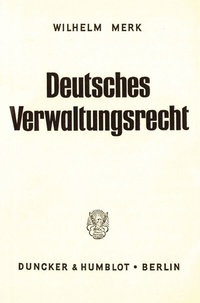 Abbildung von: Deutsches Verwaltungsrecht. - Duncker & Humblot