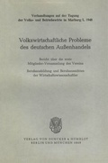 Cover: Volkswirtschaftliche Probleme des deutschen Au&szlig;enhandels. - Duncker & Humblot