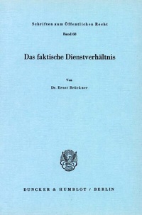 Abbildung von: Das faktische Dienstverhältnis. - Duncker & Humblot