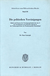 Abbildung von: Die politischen Vereinigungen. - Duncker & Humblot