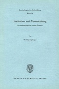 Cover: Institution und Veranstaltung. - Duncker & Humblot