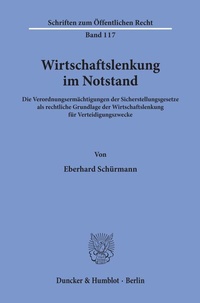 Abbildung von: Wirtschaftslenkung im Notstand. - Duncker & Humblot
