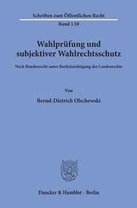 Abbildung von: Wahlprüfung und subjektiver Wahlrechtsschutz. - Duncker & Humblot