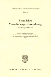 Abbildung von: Zehn Jahre Verwaltungsgerichtsordnung. - Duncker & Humblot