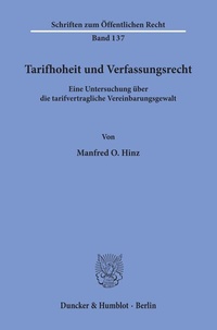 Abbildung von: Tarifhoheit und Verfassungsrecht. - Duncker & Humblot