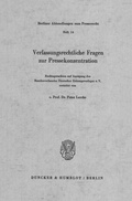 Cover: Verfassungsrechtliche Fragen zur Pressekonzentration. - Duncker & Humblot