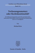 Cover: Verfassungsumsturz oder Rechtskontinuit&auml;t? - Duncker & Humblot