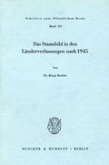 Cover: Das Staatsbild in den L&auml;nderverfassungen nach 1945. - Duncker & Humblot