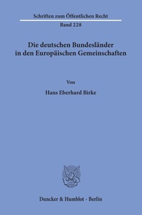 Bild: Die deutschen Bundesländer in den Europäischen Gemeinschaften. - Duncker & Humblot