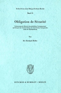 Bild: Obligation de Sécurité. - Duncker & Humblot