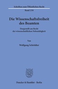 Cover: Die Wissenschaftsfreiheit des Beamten. - Duncker & Humblot
