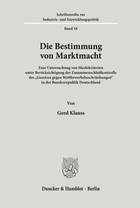 Abbildung von: Die Bestimmung von Marktmacht. - Duncker & Humblot