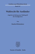 Bild: Wahlrecht für Ausländer. - Duncker & Humblot