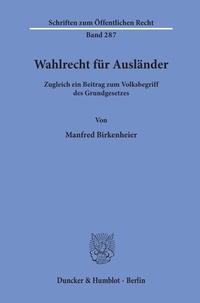 Abbildung von: Wahlrecht für Ausländer. - Duncker & Humblot