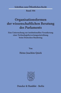 Abbildung von: Organisationsformen der wissenschaftlichen Beratung des Parlaments. - Duncker & Humblot