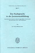 Cover: Zur Fachsprache in der Juristenausbildung. - Duncker & Humblot
