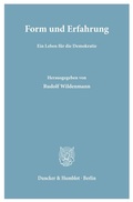 Cover: Form und Erfahrung. - Duncker & Humblot