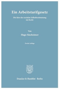 Abbildung von: Ein Arbeitstarifgesetz. - Duncker & Humblot
