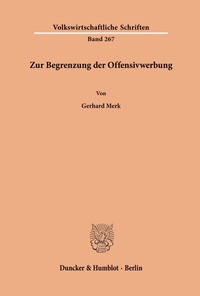 Abbildung von: Zur Begrenzung der Offensivwerbung. - Duncker & Humblot