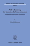 Cover: Mitbestimmung im Gemeinschaftsunternehmen. - Duncker & Humblot