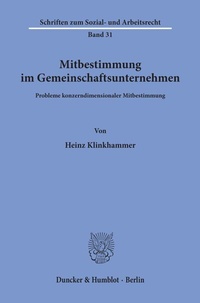 Abbildung von: Mitbestimmung im Gemeinschaftsunternehmen. - Duncker & Humblot