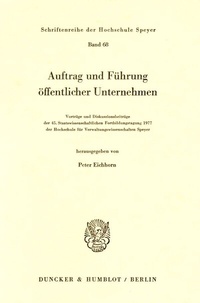 Abbildung von: Auftrag und Führung öffentlicher Unternehmen. - Duncker & Humblot