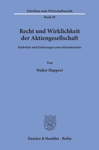 Abbildung von: Recht und Wirklichkeit der Aktiengesellschaft. - Duncker & Humblot