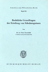 Abbildung von: Rechtliche Grundfragen der Erteilung von Schulzeugnissen. - Duncker & Humblot