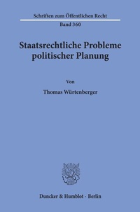 Abbildung von: Staatsrechtliche Probleme politischer Planung. - Duncker & Humblot