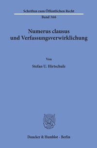 Abbildung von: Numerus clausus und Verfassungsverwirklichung. - Duncker & Humblot