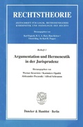 Cover: Argumentation und Hermeneutik in der Jurisprudenz. - Duncker & Humblot