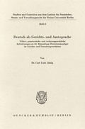 Cover: Deutsch als Gerichts- und Amtssprache. - Duncker & Humblot
