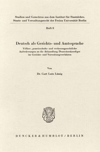 Abbildung von: Deutsch als Gerichts- und Amtssprache. - Duncker & Humblot