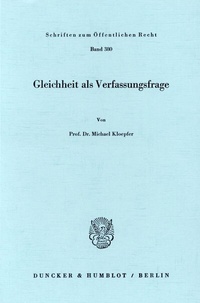 Abbildung von: Gleichheit als Verfassungsfrage. - Duncker & Humblot