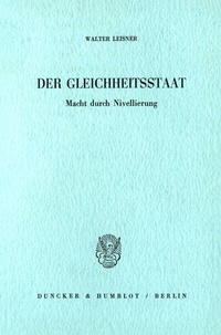 Abbildung von: Der Gleichheitsstaat. - Duncker & Humblot