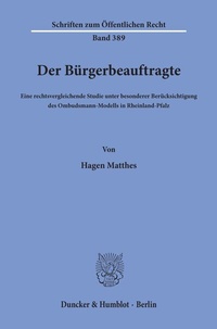 Abbildung von: Der Bürgerbeauftragte. - Duncker & Humblot