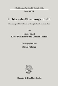 Enlarge image Cover: Probleme des Finanzausgleichs III. - Duncker & Humblot