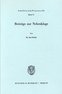 Enlarge image Cover: Beiträge zur Nebenklage. - Duncker & Humblot