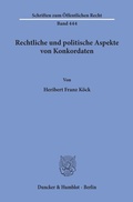 Bild: Rechtliche und politische Aspekte von Konkordaten. - Duncker & Humblot