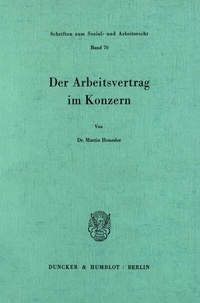 Abbildung von: Der Arbeitsvertrag im Konzern. - Duncker & Humblot
