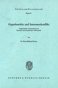 Abbildung von: Organhandeln und Interessenkonflikt. - Duncker & Humblot