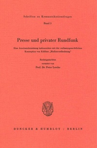 Abbildung von: Presse und privater Rundfunk. - Duncker & Humblot