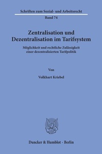Abbildung von: Zentralisation und Dezentralisation im Tarifsystem. - Duncker & Humblot