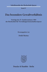 Abbildung von: Das besondere Gewaltverhältnis. - Duncker & Humblot
