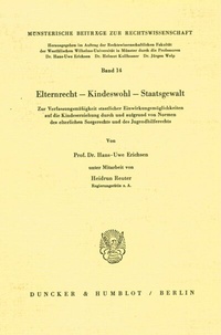 Abbildung von: Elternrecht - Kinderwohl - Staatsgewalt. - Duncker & Humblot