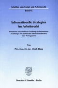Cover: Informationelle Strategien im Arbeitsrecht. - Duncker & Humblot