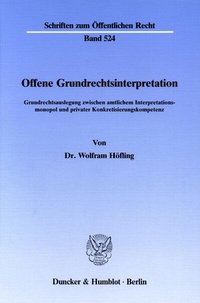 Abbildung von: Offene Grundrechtsinterpretation. - Duncker & Humblot